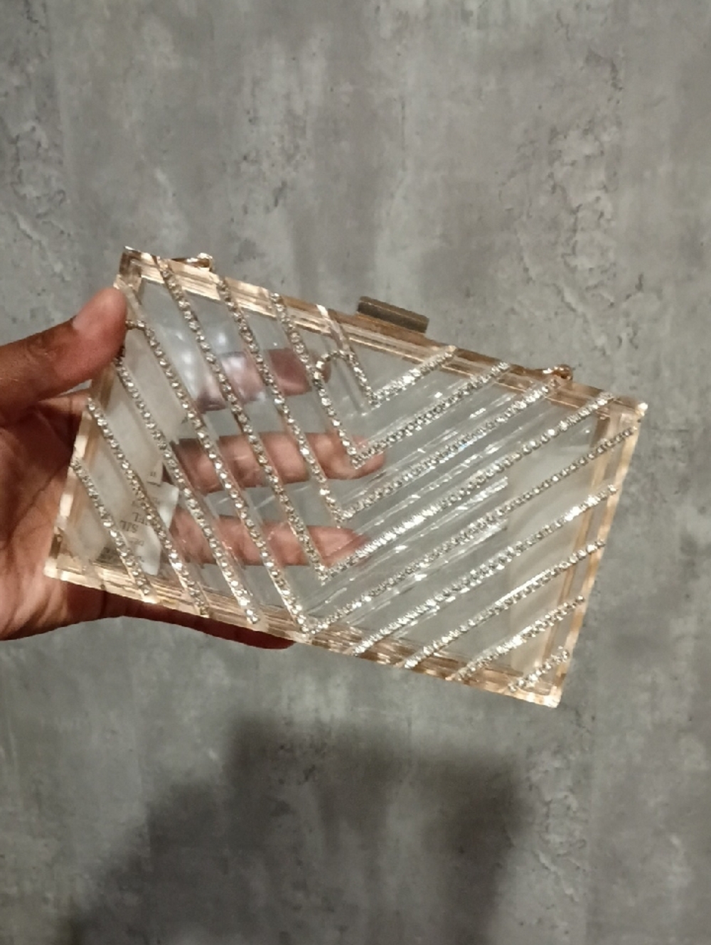 Rainbow Clear Acrylic Clutch with Gold Trim